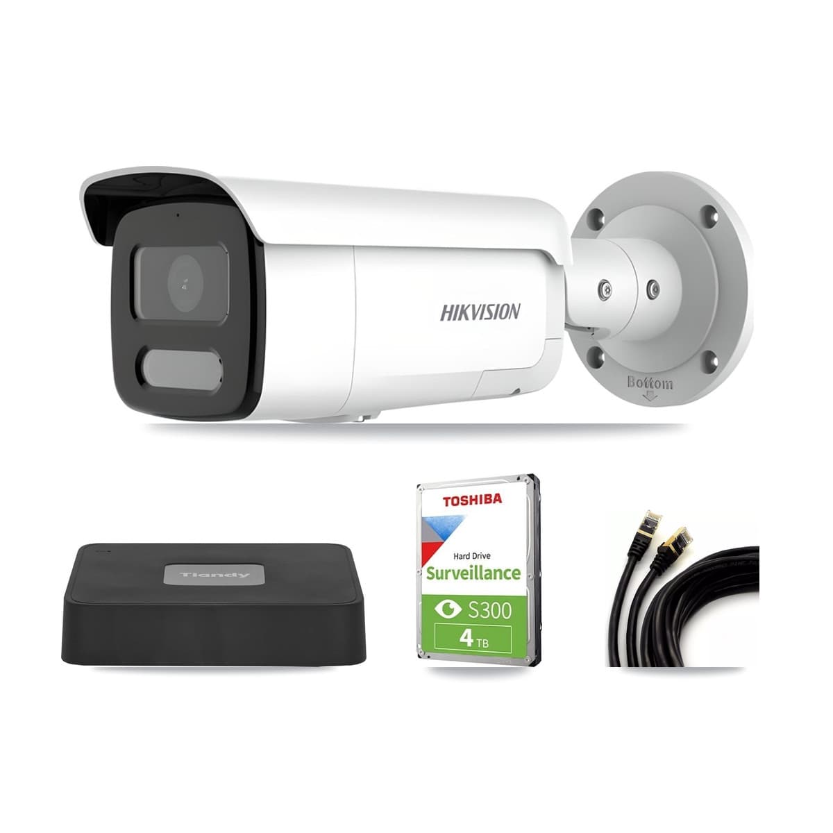 Hikvision & Tiandy 4-Channel 4MP CCTV Kit — 3 Bullet Cameras + 4TB Recording