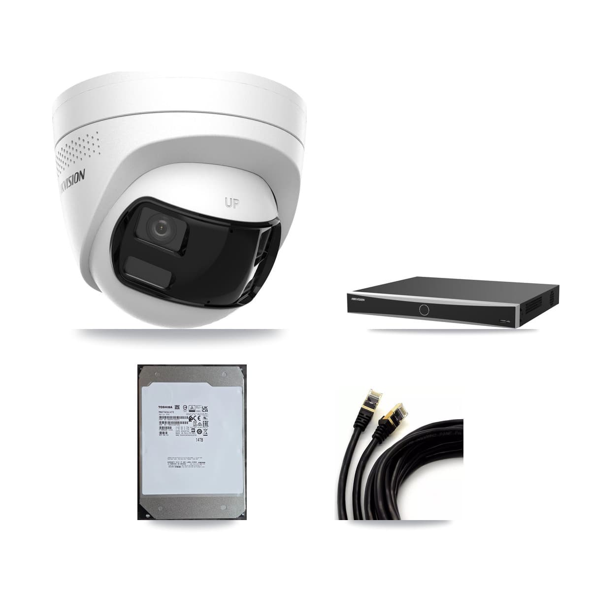 Hikvision 16-Channel 4K CCTV Kit — 11 DS-2CD1383G2P Turret Cameras + 2× 14TB Recording (DS-7616NXI Recorder) - Image 1