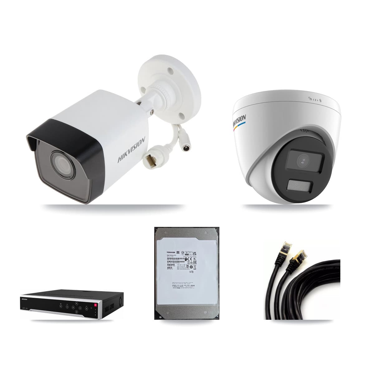 Hikvision 32-Channel 2MP – 5MP CCTV Kit — 8 5MP Bullet + 8 2MP Turret Cameras + 14TB Recording