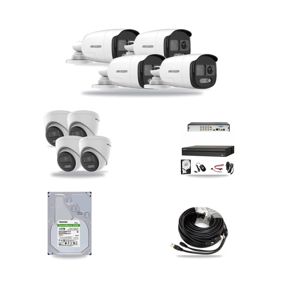 Hikvision & Dahua 8-Channel 5MP – 4K CCTV Kit — 4 5MP Bullet + 4 4K Turret Cameras + 10TB Recording - Image 1