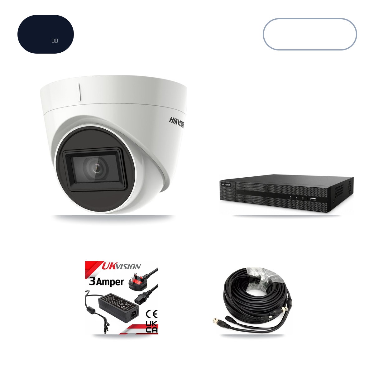 DVR-8CH-HYL8MP 8-Channel DVR CCTV Kit — 3× Hikvision DS-2CE78U1T-IT3F 4K Cameras + 6TB HDD
