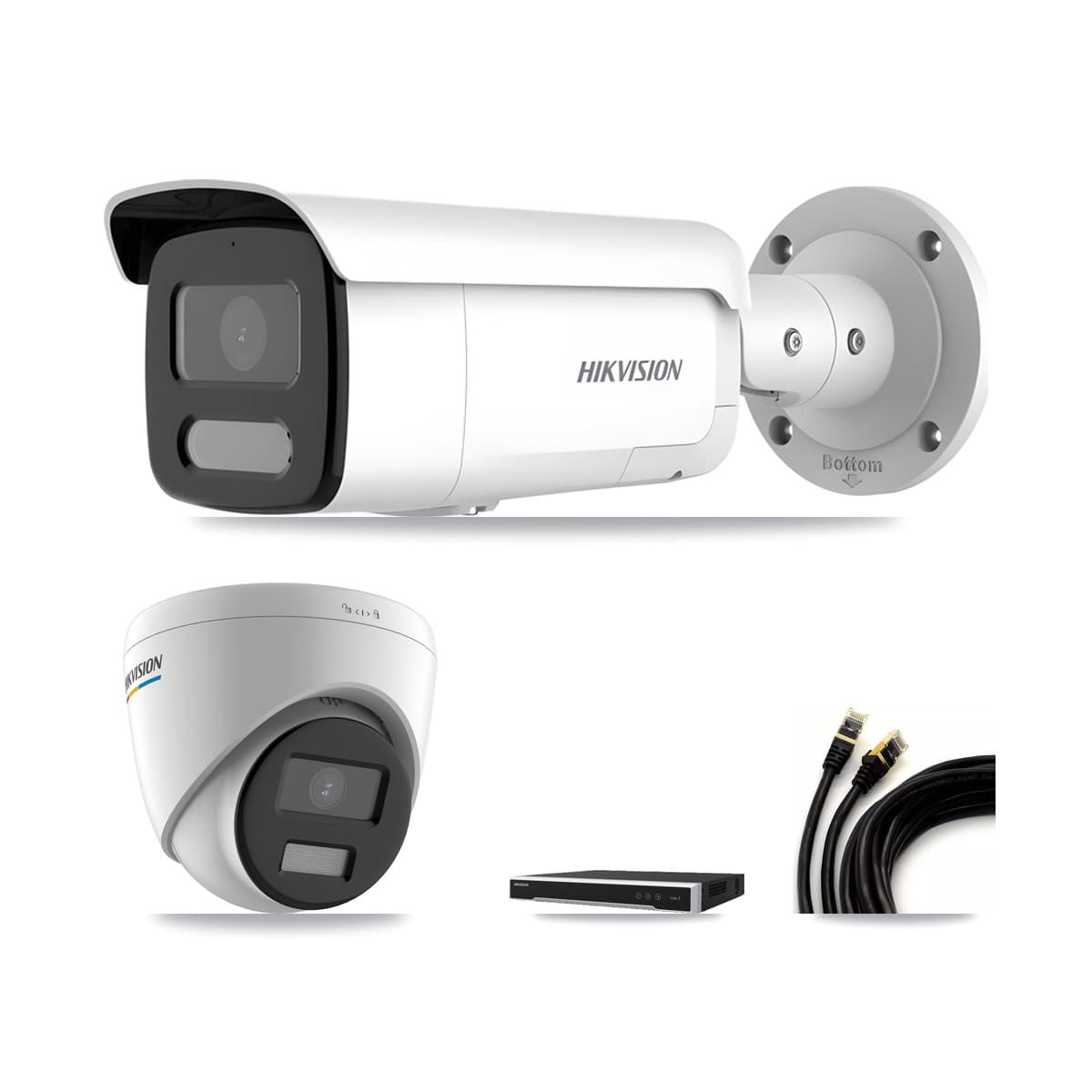 Hikvision 8-Channel 2MP – 4MP CCTV Kit — 1 2MP Turret + 2 4MP Bullet Cameras + 3TB Recording (DS-7608NI-M2 Recorder)