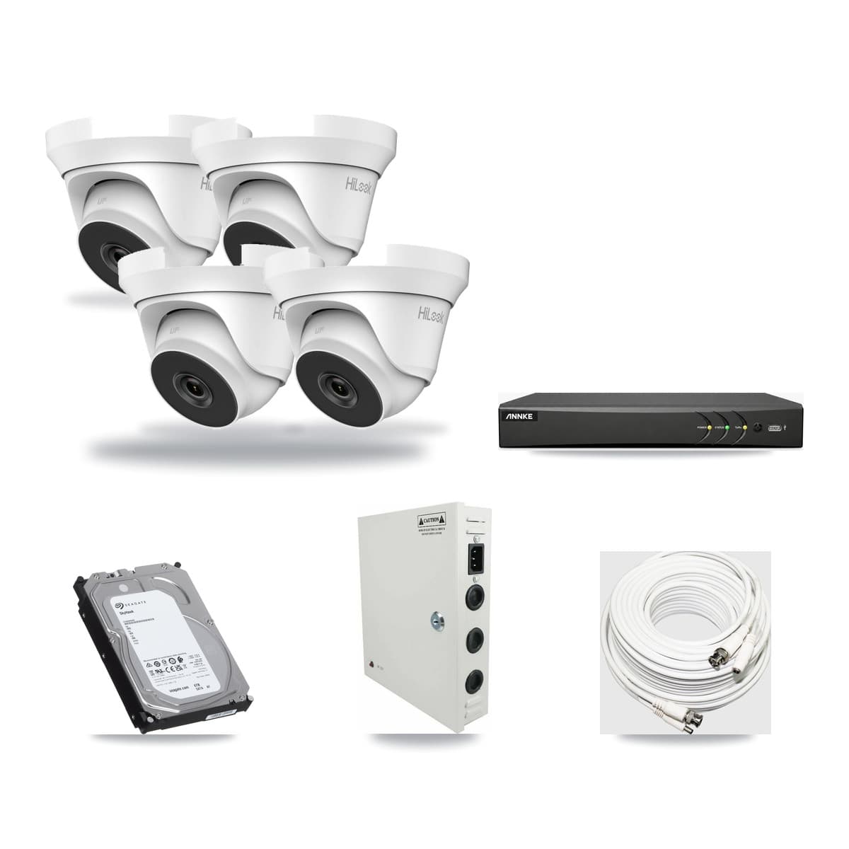 HiLook & ANNKE 4-Channel 5MP CCTV Kit — 4 Turret Cameras + 6TB Recording - Image 1