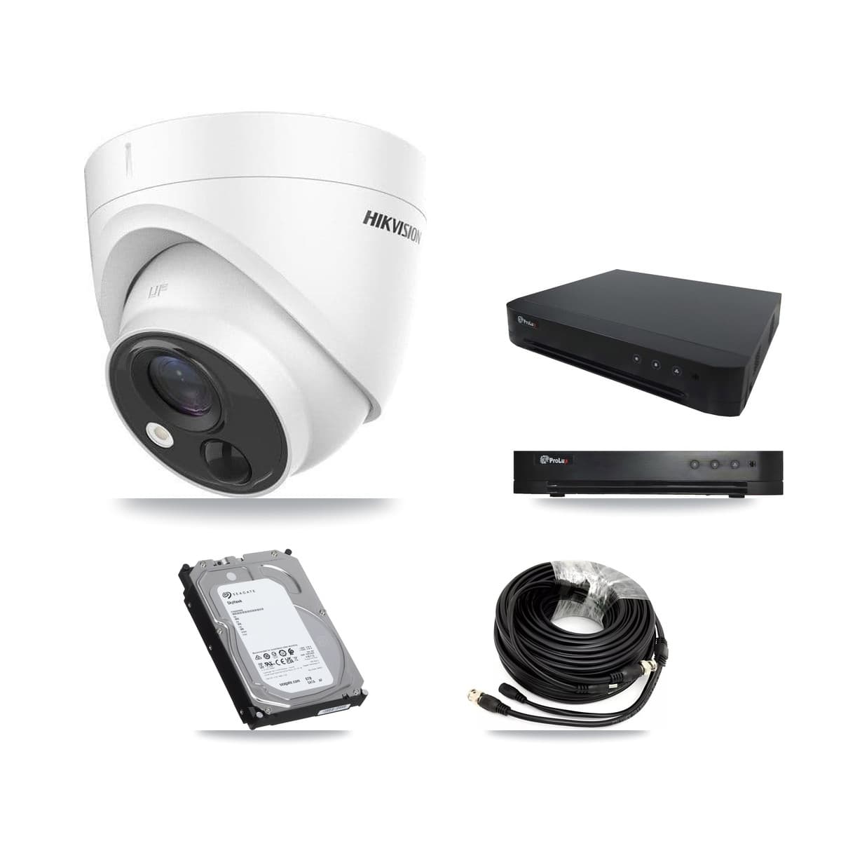Hikvision & Prolux 16-Channel 5MP CCTV Kit — 8 DS-2CE71H0T Turret Cameras + 6TB Recording