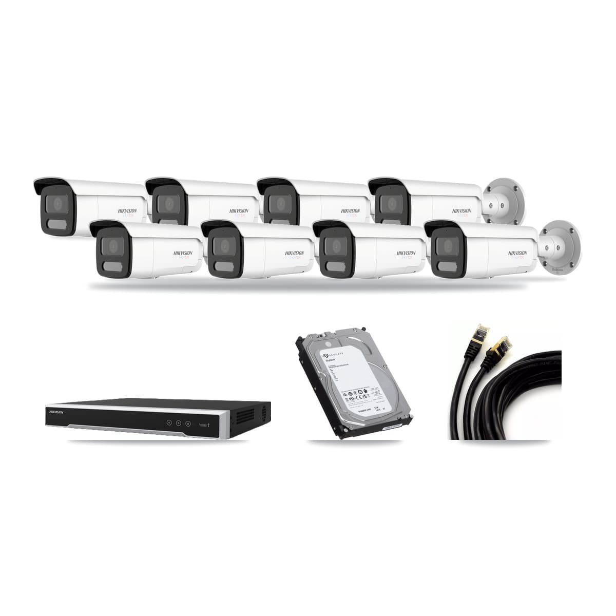 Hikvision 8-channel CCTV kit: 8 cameras (8× 4K Bullet), 6TB hard drive