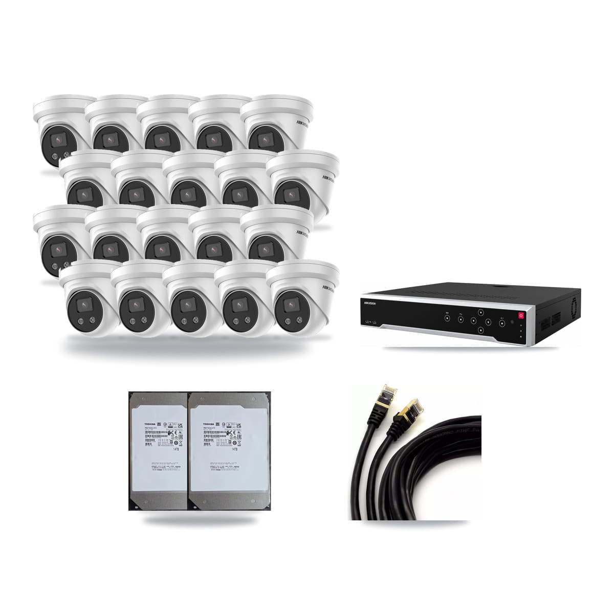Hikvision 32-Channel 5MP CCTV Kit — 20 Turret Cameras + 2× 14TB Recording - Image 1