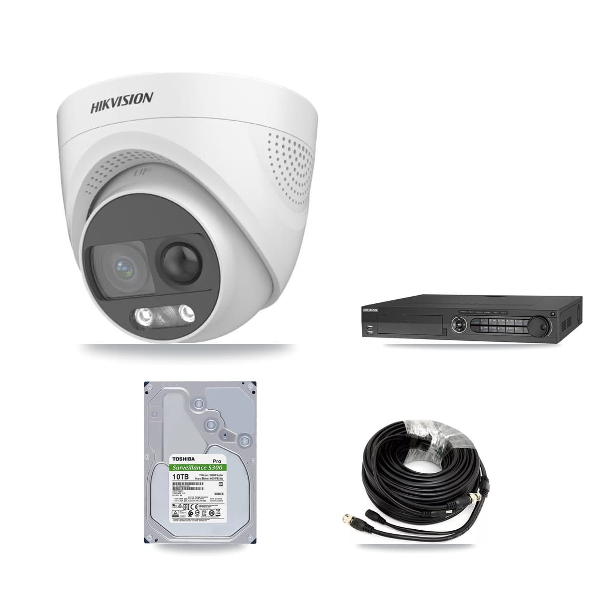 Hikvision 32-Channel 5MP CCTV Kit — 8 DS-2CE72KF3T Turret Cameras + 10TB Recording (IDS-7332HUHI Recorder)