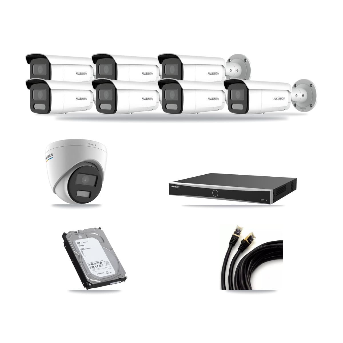 Hikvision 16-Channel 2MP – 4MP CCTV Kit — 1 2MP Turret + 7 4MP Bullet Cameras + 6TB Recording (DS-7616NXI Recorder) - Image 1