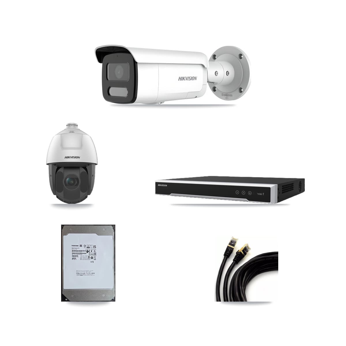 Hikvision 16-Channel 2MP – 4MP CCTV Kit — 11 4MP Bullet + 1 2MP PTZ Cameras + 14TB Recording (DS-7616NI-M2 Recorder)