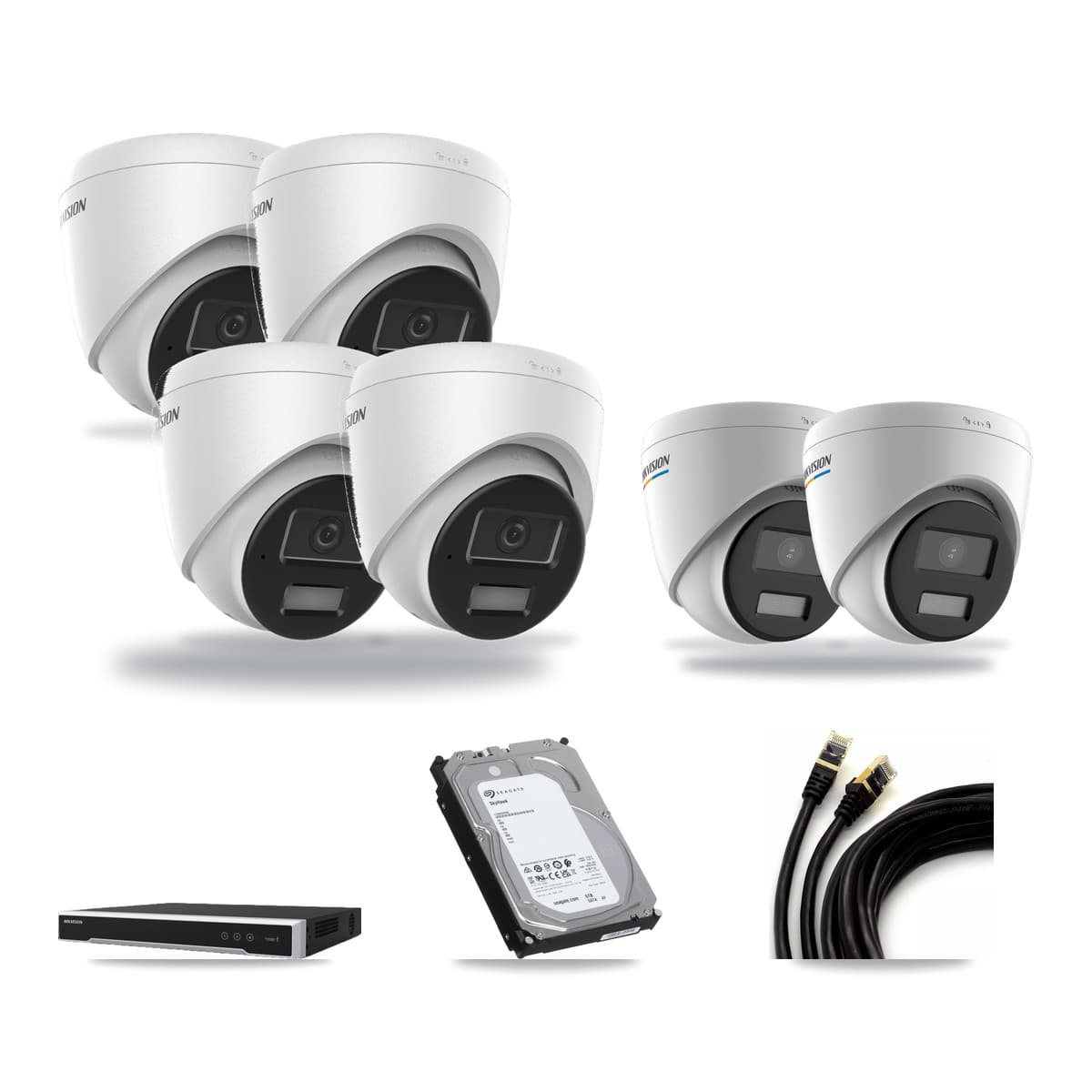 Hikvision 8-Channel 2MP – 4MP CCTV Kit — 2 2MP + 4 4MP Turret Cameras + 6TB Recording (DS-7608NI-M2 Recorder) - Image 1