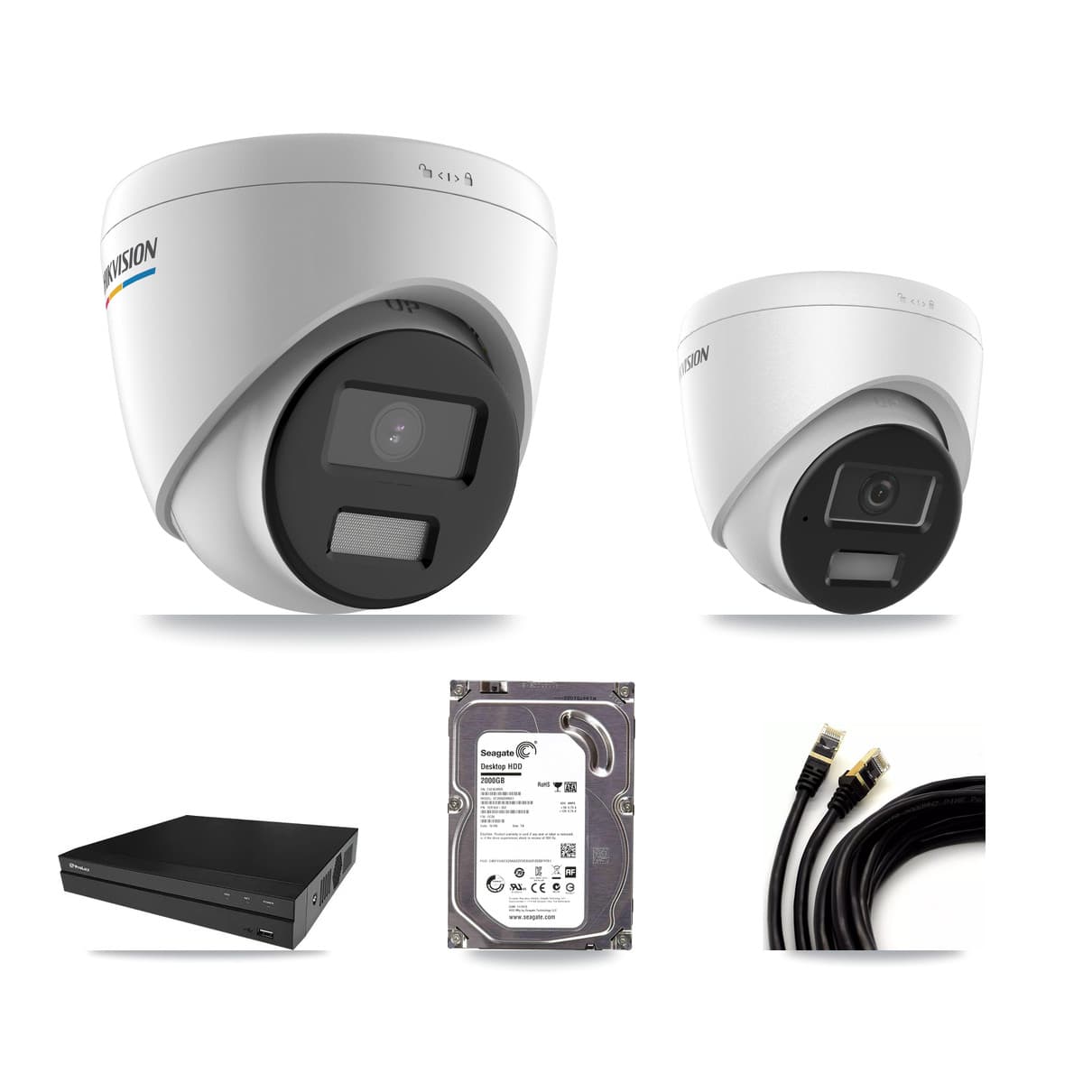 Hikvision & Prolux 8-Channel 2MP – 4MP CCTV Kit — 1 2MP + 1 4MP Turret Cameras + 2TB Recording