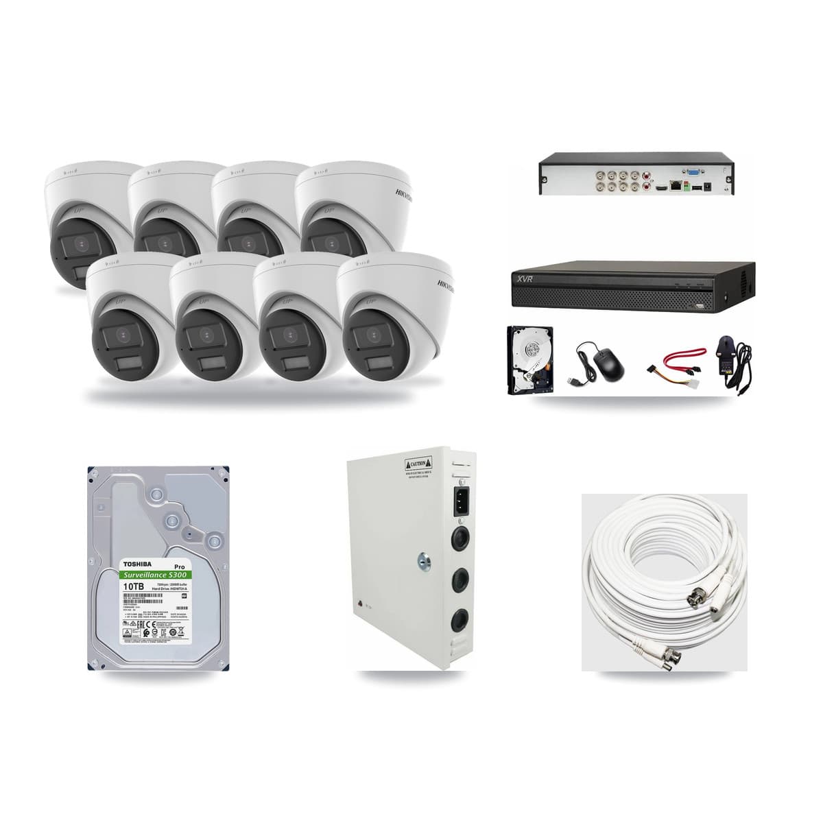 8-Channel 5MP CCTV Kit — 8 DS-2CE78K0T-LPTS Hikvision Turret Cameras + 10TB Recording (XVR-3108AD-4K Recorder) - Image 1