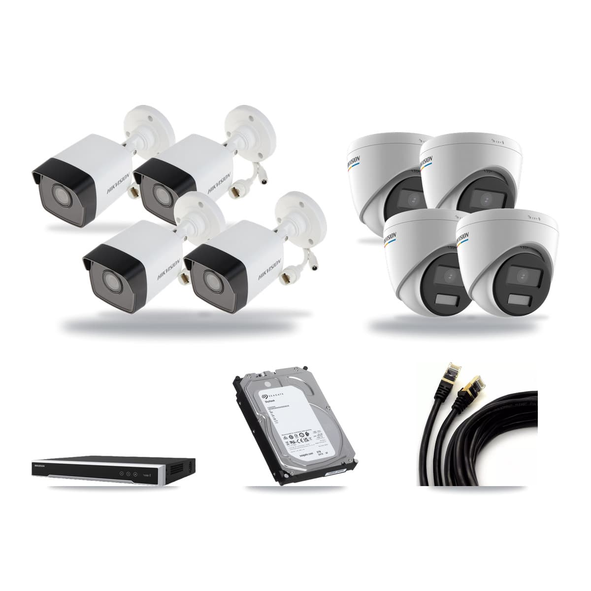 Hikvision 16-Channel 2MP – 5MP CCTV Kit — 4 5MP Bullet + 4 2MP Turret Cameras + 6TB Recording (DS-7616NI-M2 Recorder) - Image 1