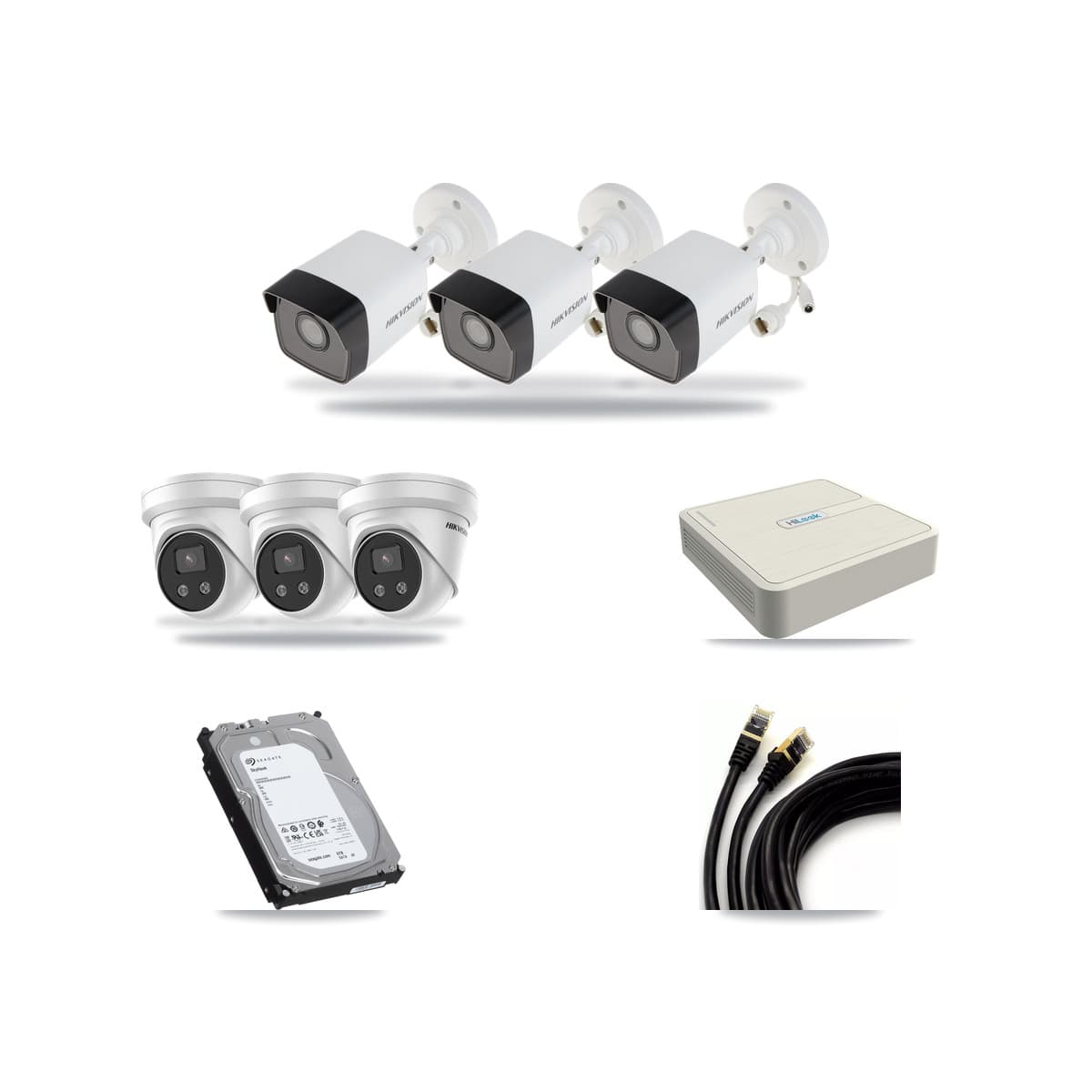 Hikvision & HiLook 8-Channel 5MP CCTV Kit — 3 Bullet + 3 Turret Cameras + 6TB Recording - Image 1
