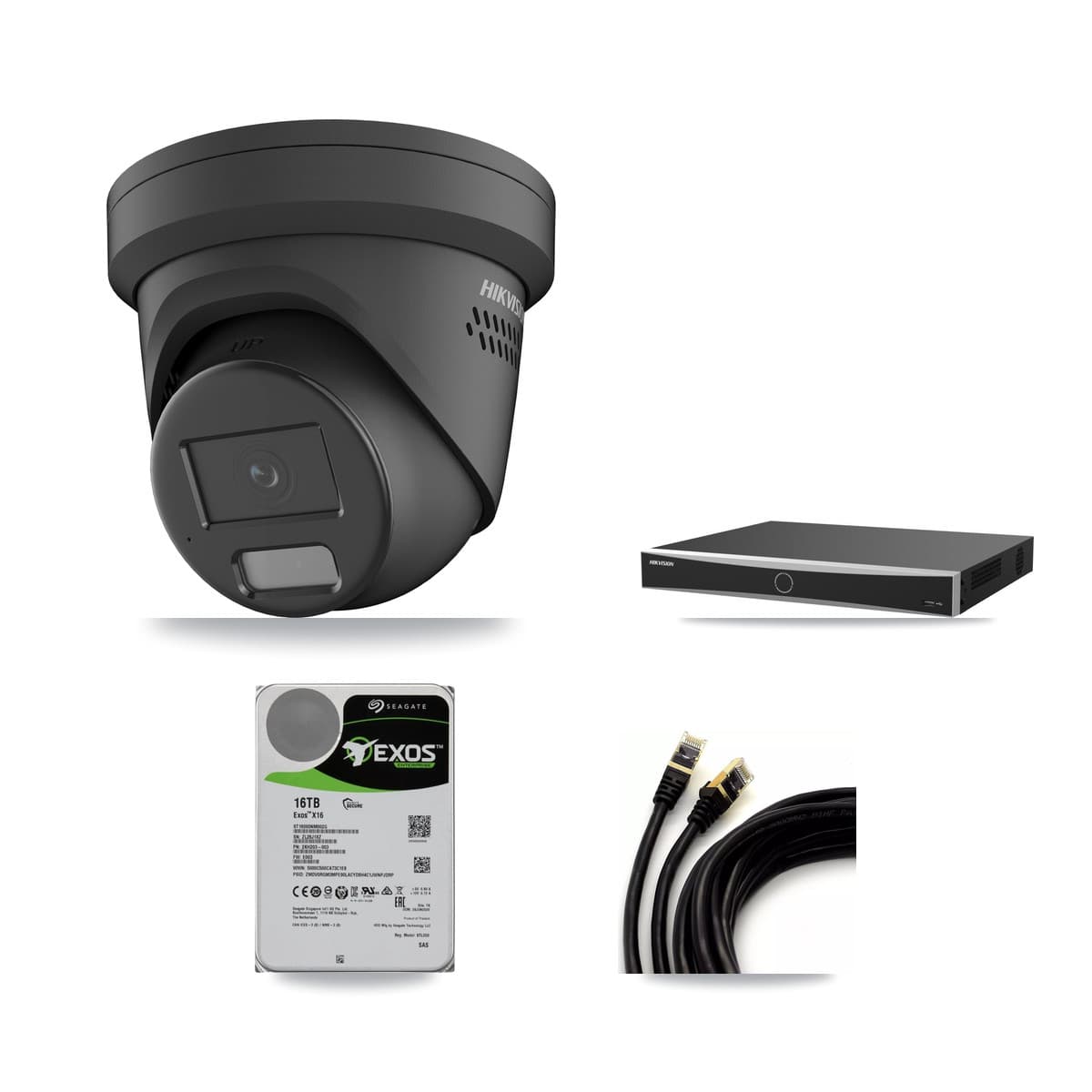 Hikvision 16-Channel 4MP CCTV Kit — 13 Black Turret Cameras + 16TB Recording (DS-7616NXI Recorder)
