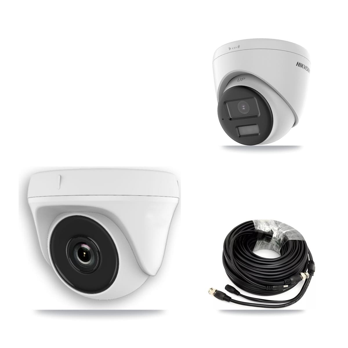 Hikvision 32-Channel 2MP – 5MP CCTV Kit — 1 DS-2CE78K0T 5MP Turret + 3 White HDT-2MP-N20W 2MP Dome Cameras + 3TB Recording (DS-7332HQHI Recorder)