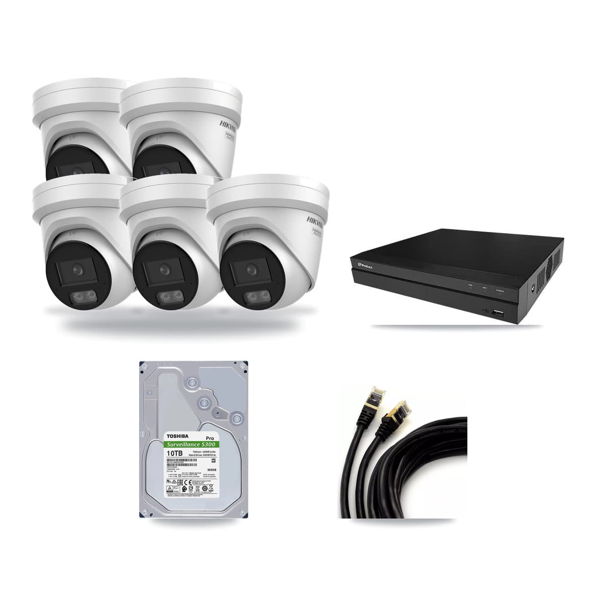 Hikvision & Prolux 8-Channel 4K CCTV Kit — 5 DS-2CD2387G3 Turret Cameras + 10TB Recording - Image 1
