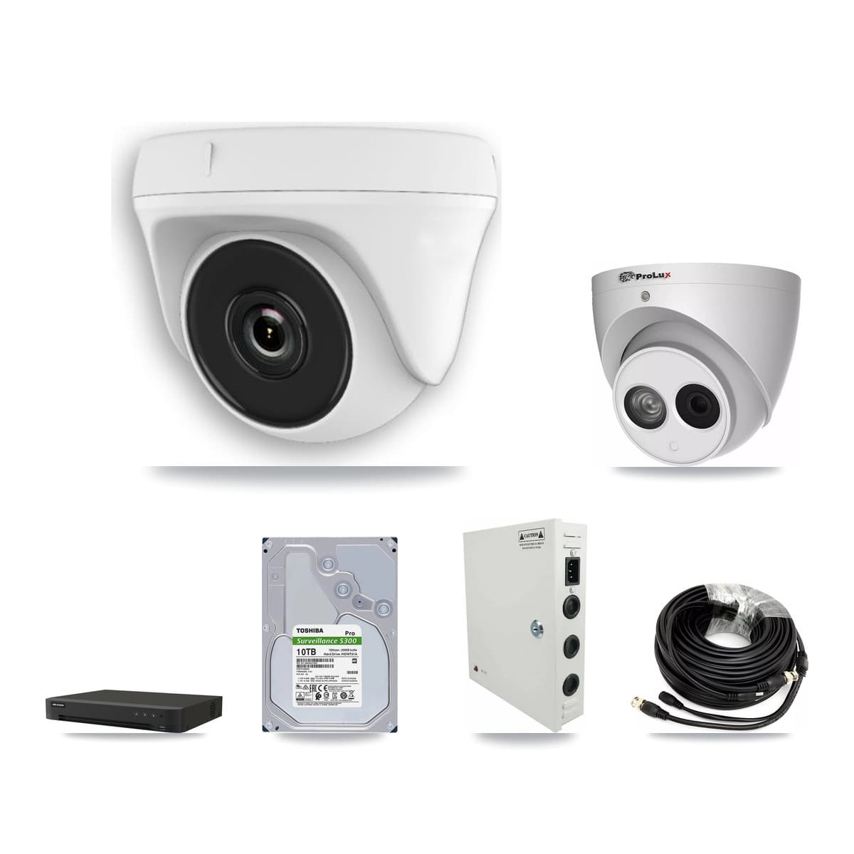 Prolux & Hikvision 16-Channel 2MP – 4MP CCTV Kit — 12 2MP Dome + 1 4MP Turret Cameras + 10TB Recording