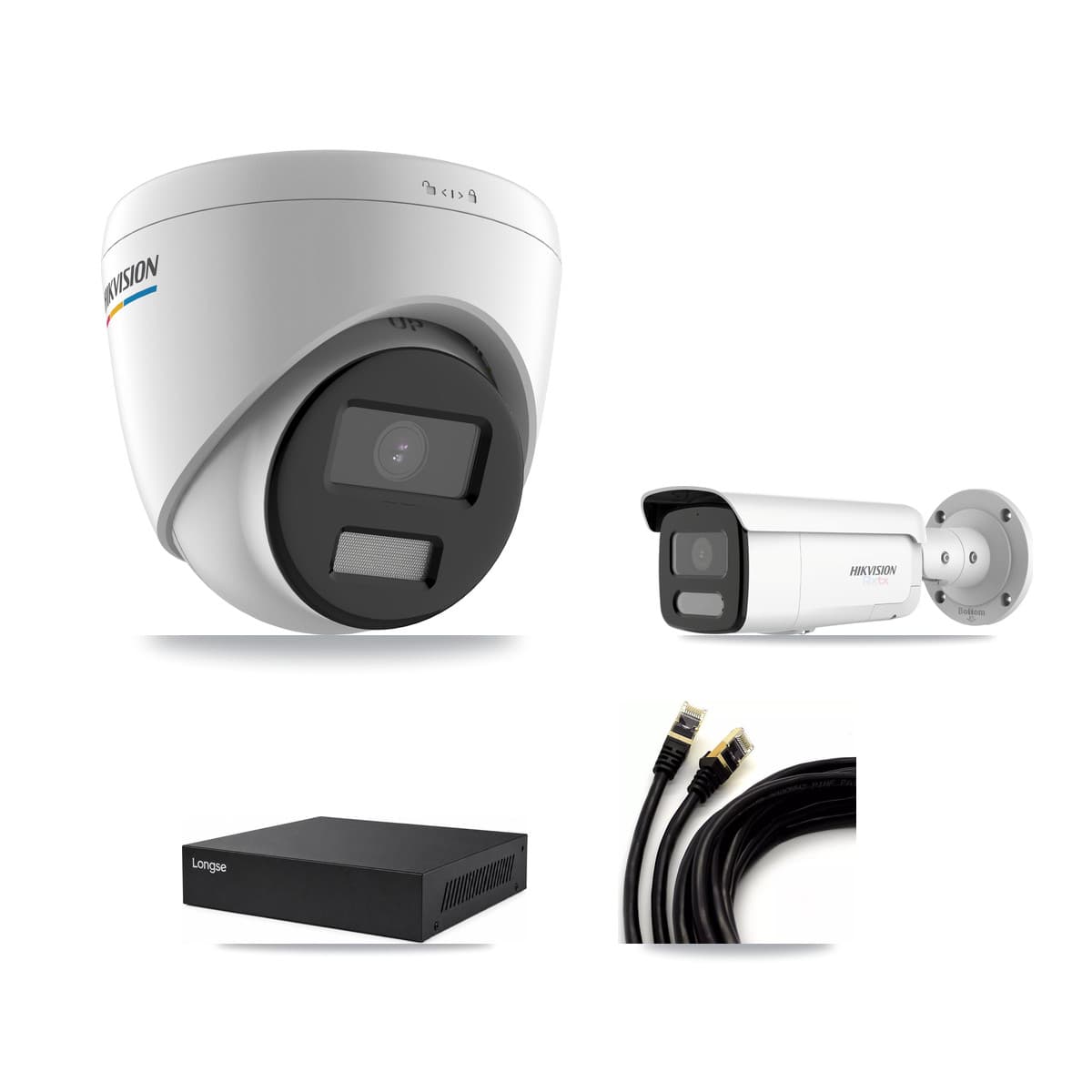 Hikvision & Longse 8-Channel 2MP – 4K CCTV Kit — 7 2MP Turret + 1 4K Bullet Cameras + 8TB Recording