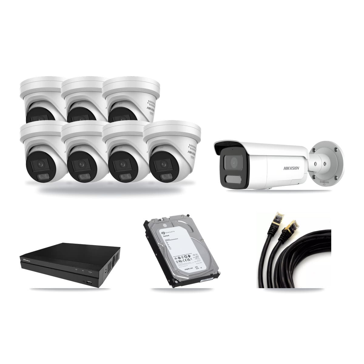 Hikvision & Prolux 8-Channel 4MP CCTV Kit — 7 Turret + 1 Bullet Cameras + 6TB Recording - Image 1