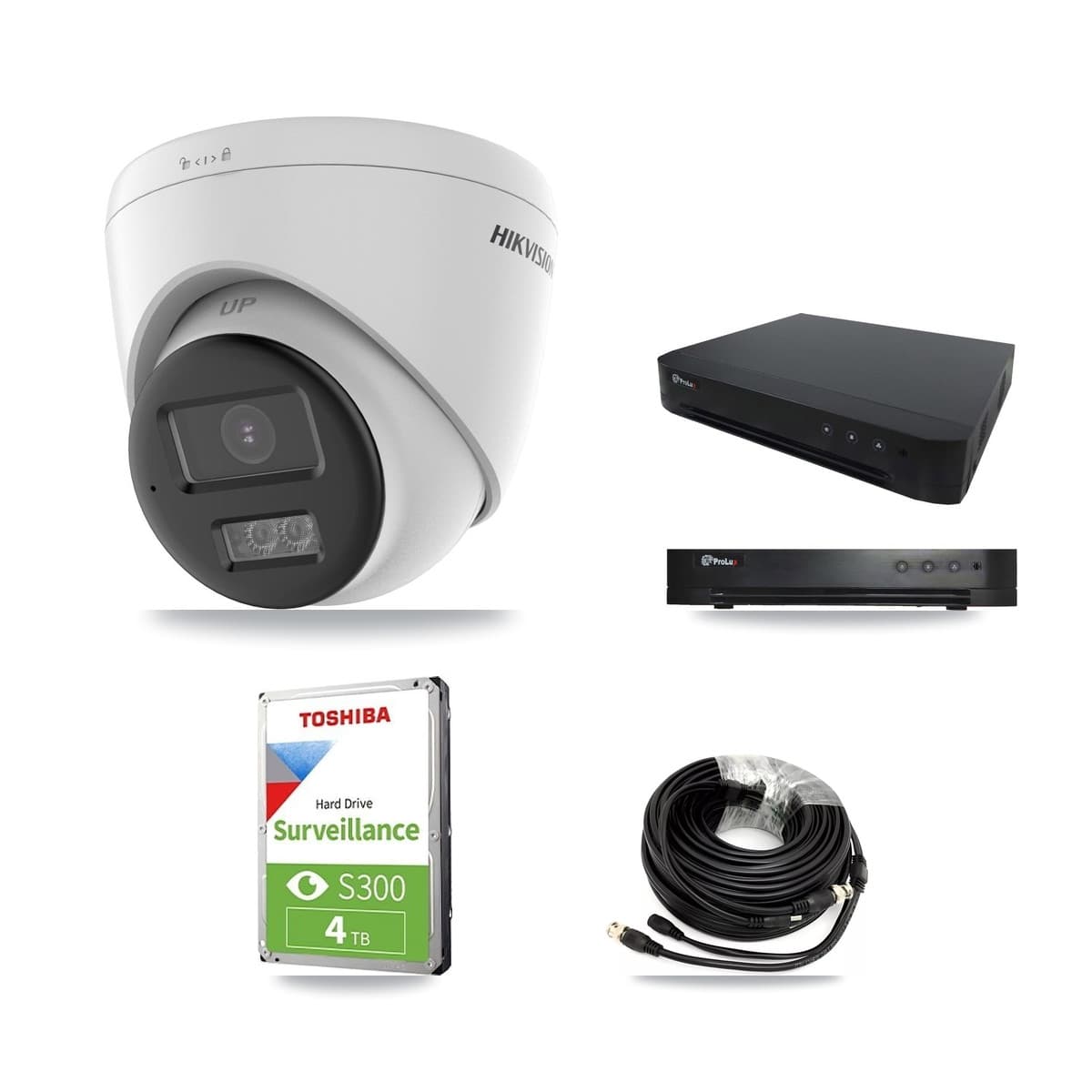 Hikvision & Prolux 16-Channel 5MP CCTV Kit — 3 DS-2CE78K0T-LTS Turret Cameras + 4TB Recording (PXD-8216-HYK4MP Recorder)