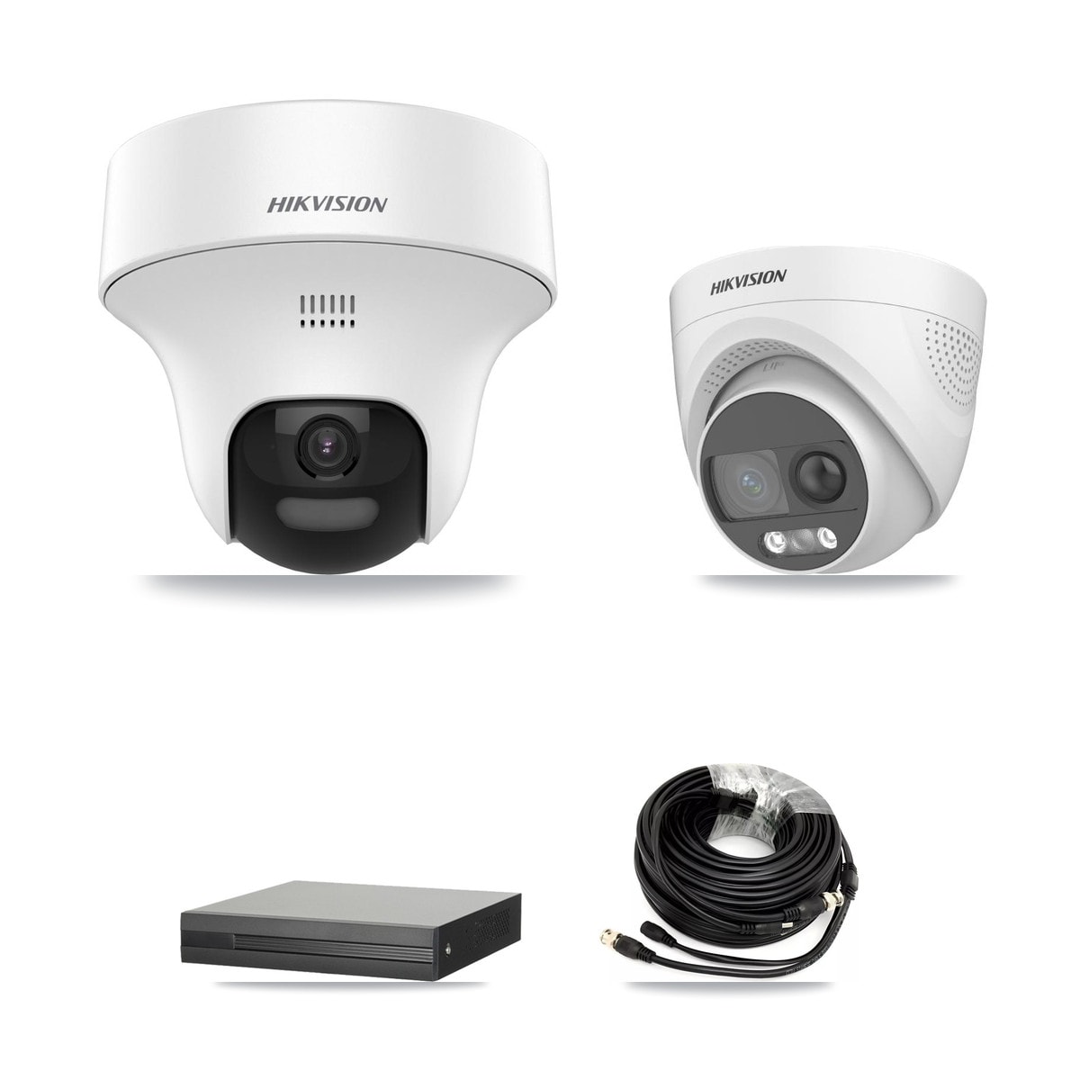 Hikvision 4-Channel 5MP CCTV Kit — 1 DS-2CE70K0T + 1 DS-2CE72KF3T Turret Cameras + 3TB Recording (XVR-3104HS Recorder) - Image 1