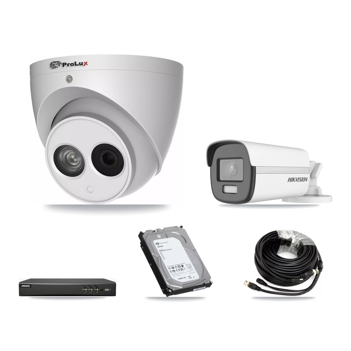 4-Channel 4MP – 4K CCTV Kit — 1 4K Bullet + 2 4MP Turret Cameras + 6TB Recording