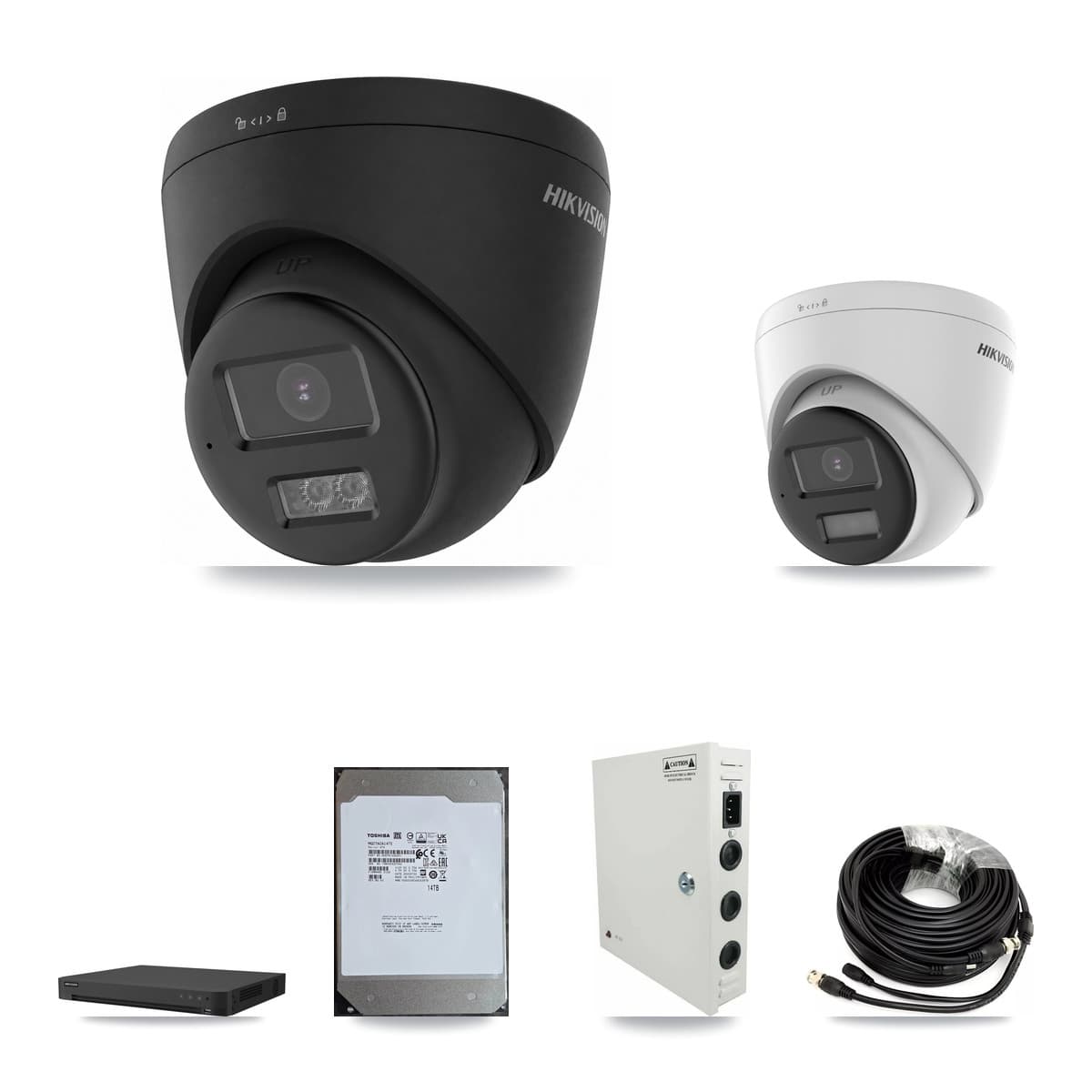 Hikvision 16-Channel 4K CCTV Kit — 4 DS-2CE78U0T + 8 DS-2CE78U0T Turret Cameras + 14TB Recording