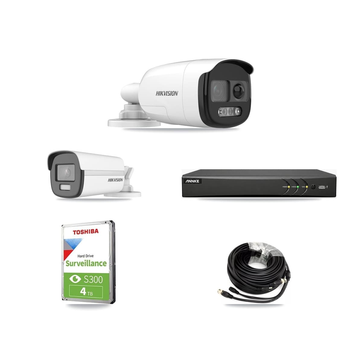 Hikvision & ANNKE 4-Channel 5MP – 4K CCTV Kit — 1 5MP + 1 4K Bullet Cameras + 4TB Recording - Image 1