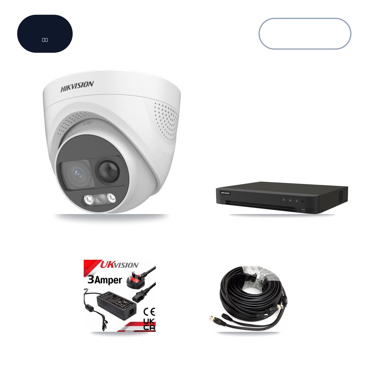 Hikvision IDS-7216HQHI-M1/XT 16-Channel DVR CCTV Kit — 2× DS-2CE72KF3T-PIRXO 5MP Cameras + 3TB HDD