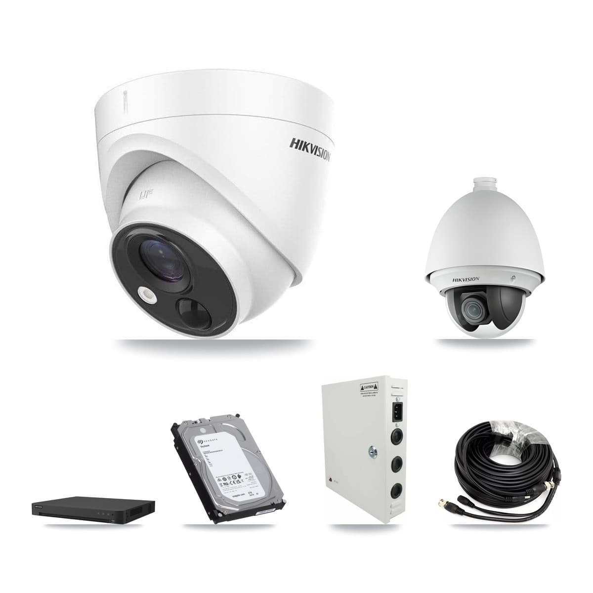 Hikvision 16-Channel 2MP – 5MP CCTV Kit — 1 DS-2AE4225T 2MP PTZ + 5 DS-2CE71H0T 5MP Turret Cameras + 6TB Recording