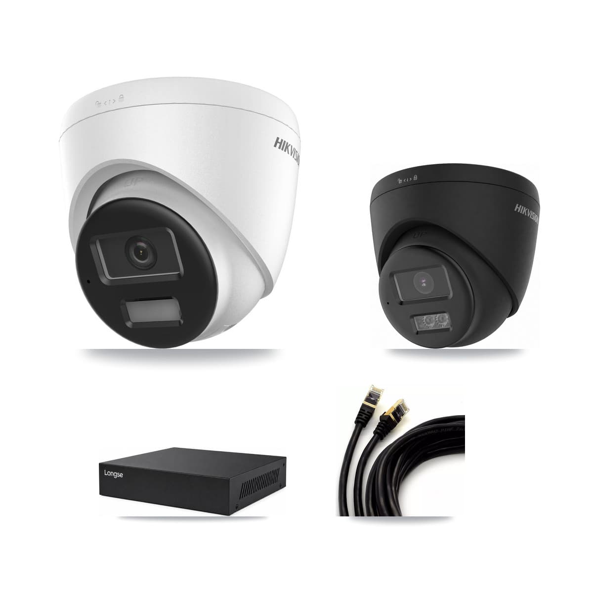 Hikvision & Longse 8-Channel 4K CCTV Kit — 5 + 1 Black Turret Cameras + 8TB Recording