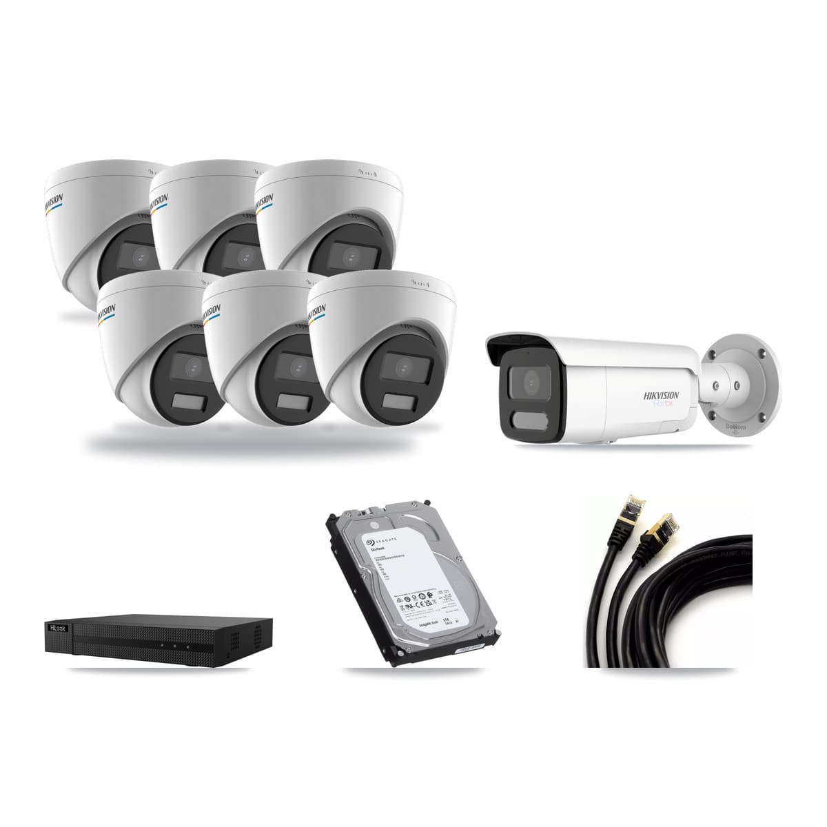 Hikvision & HiLook 8-Channel 2MP – 4K CCTV Kit — 6 2MP Turret + 1 4K Bullet Cameras + 6TB Recording - Image 1