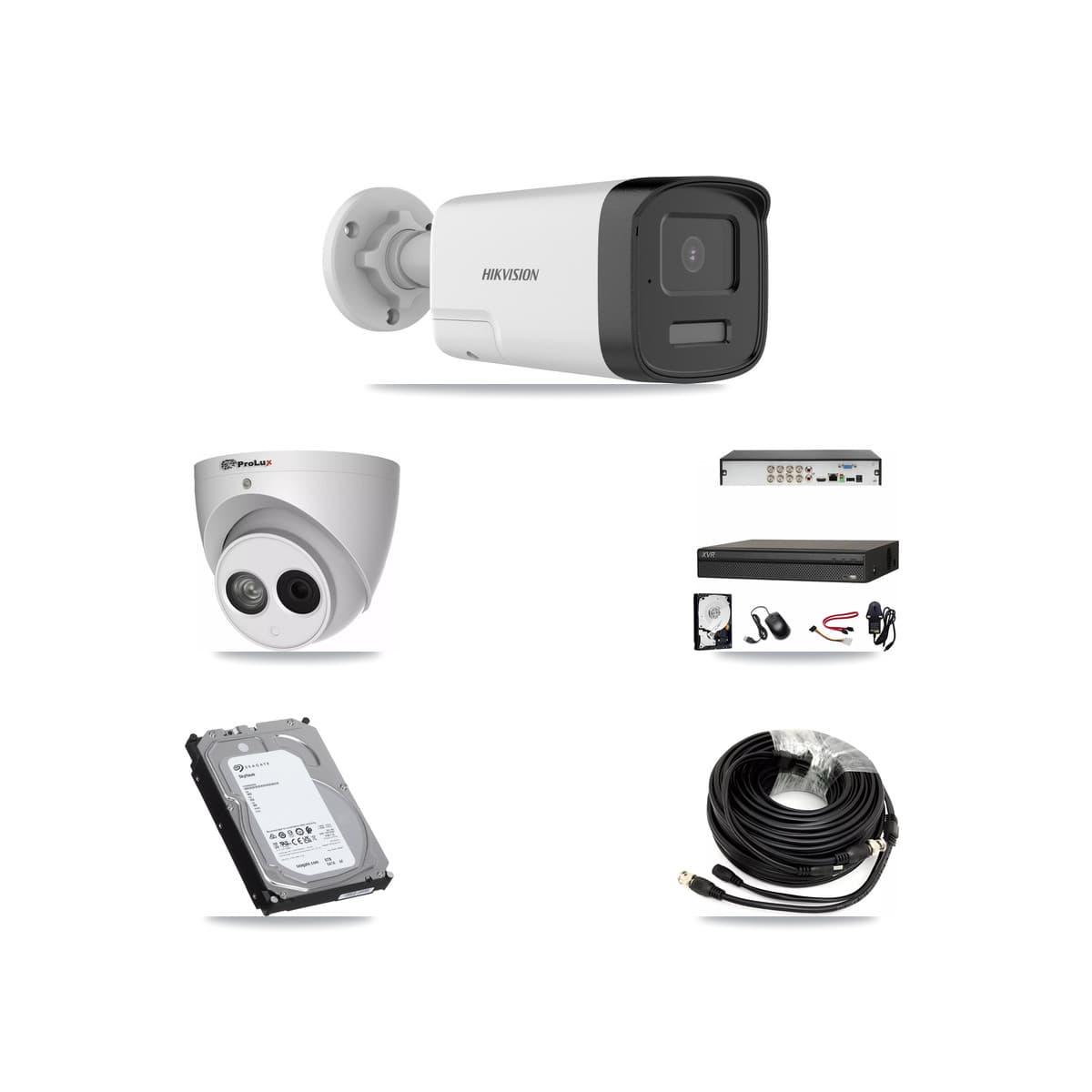 8-Channel 4MP – 5MP CCTV Kit — 2 DS-2CE17K0T 5MP Bullet + 2 PXC-612C4W-A 4MP Turret Cameras + 6TB Recording (XVR-3108AD Recorder) - Image 1