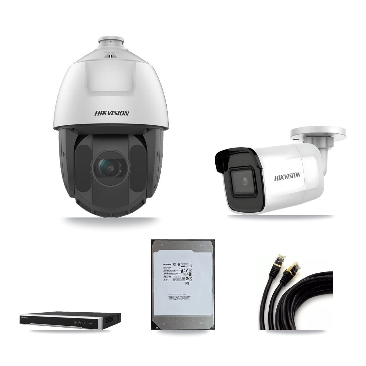Hikvision 16-Channel 2MP – 4K CCTV Kit — 1 4K Bullet + 14 2MP PTZ Cameras + 14TB Recording (DS-7616NI-M2 Recorder) - Image 1