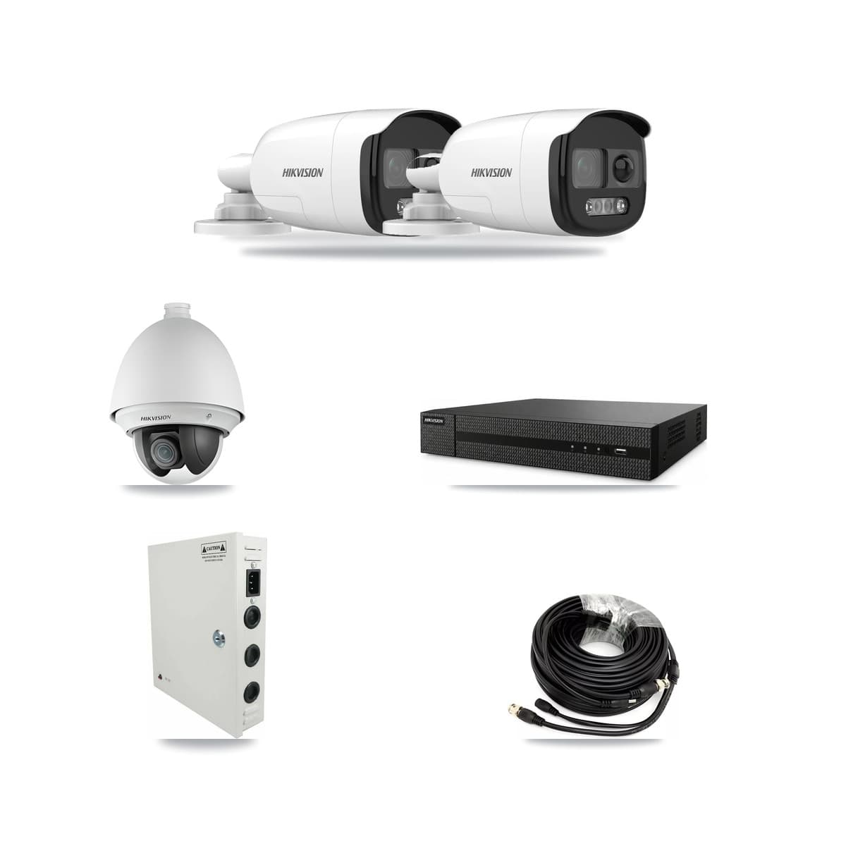 Hikvision 8-Channel 2MP – 5MP CCTV Kit — 1 DS-2AE4225T 2MP PTZ + 2 DS-2CE12KF3T 5MP Bullet Cameras + 3TB Recording (DVR-8CH Recorder) - Image 1