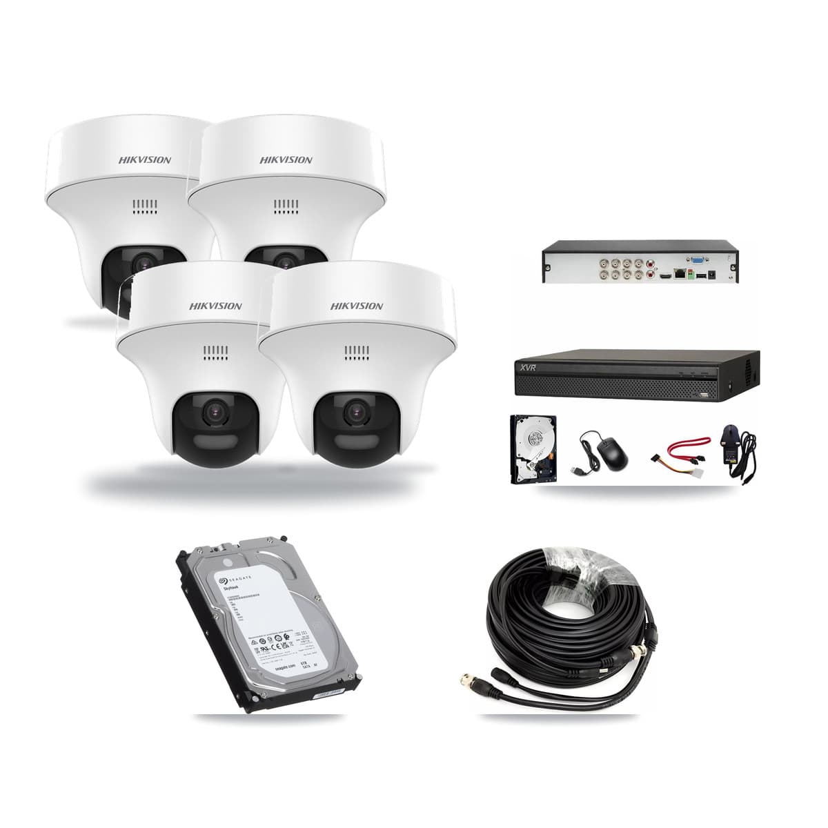 Hikvision & Dahua 8-Channel 5MP CCTV Kit — 4 DS-2CE70K0T Turret Cameras + 6TB Recording (XVR-3108AD Recorder) - Image 1
