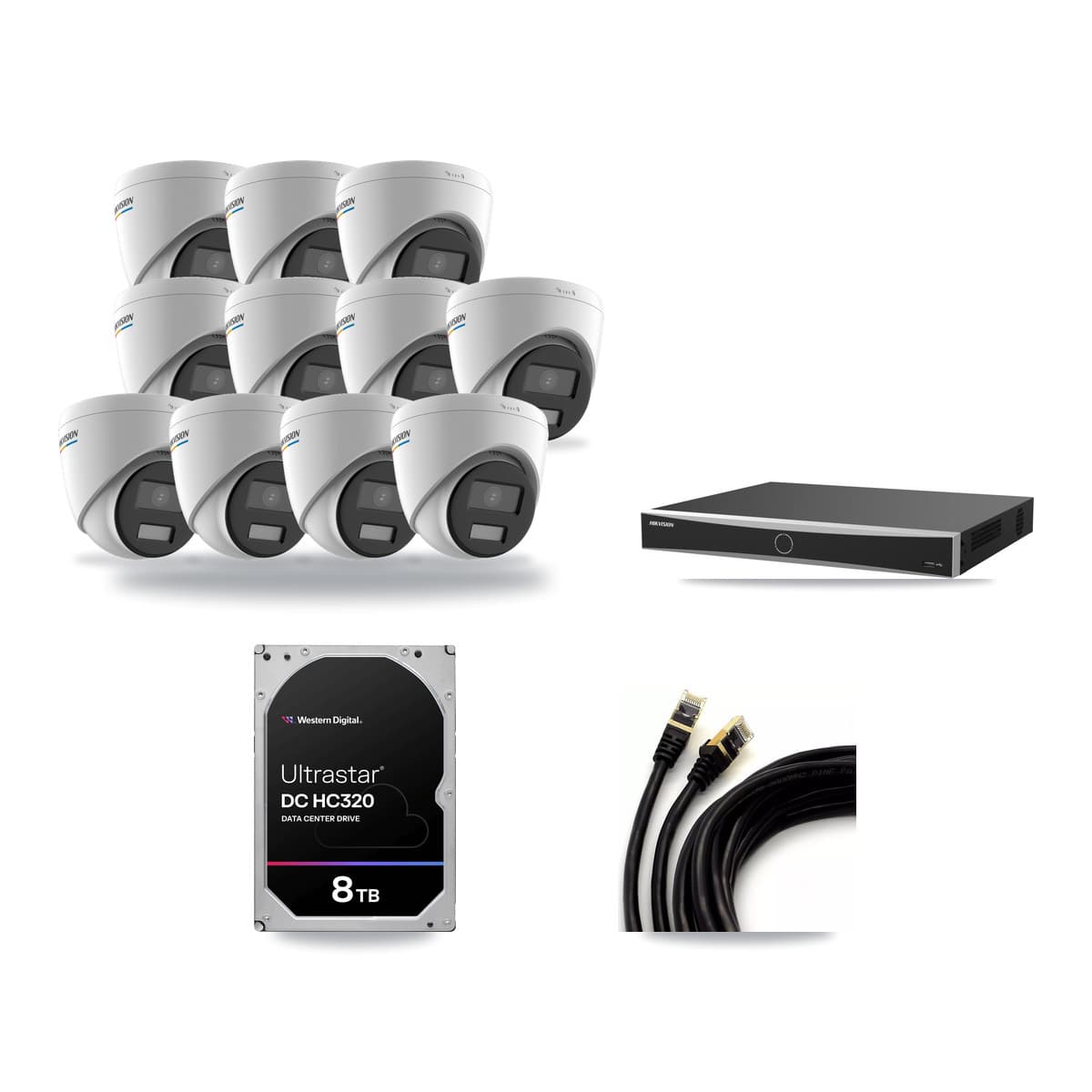 Hikvision 16-Channel 2MP CCTV Kit — 11 Turret Cameras + 8TB Recording (DS-7616NXI Recorder) - Image 1