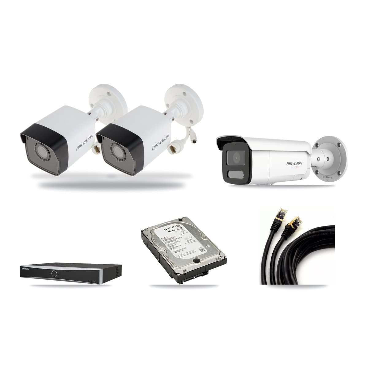 Hikvision 4-Channel 5MP – 4K CCTV Kit — 2 5MP + 1 White 4K Bullet Cameras + 5TB Recording - Image 1