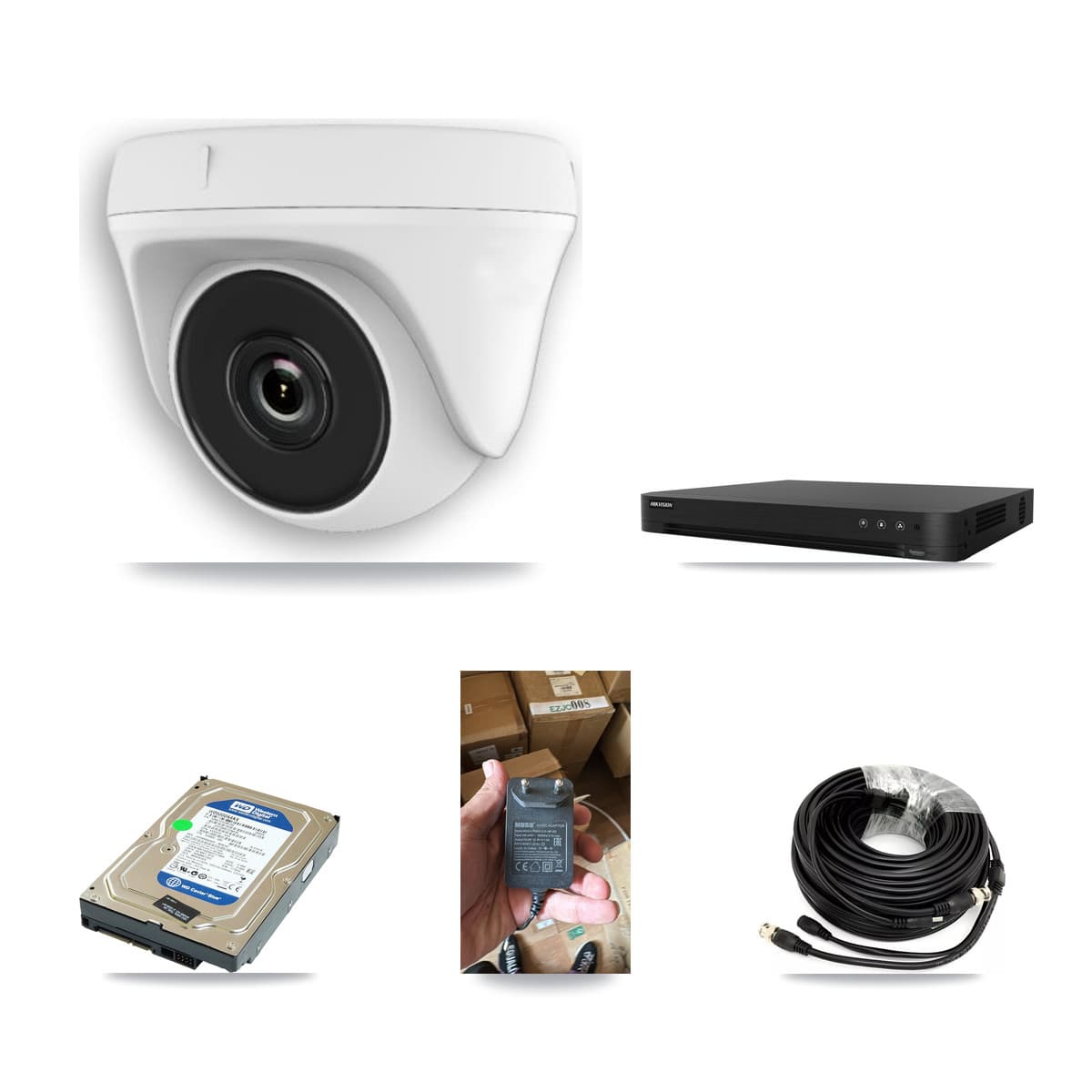 Hikvision 16-Channel 2MP CCTV Kit — 1 White Dome Camera + 500GB Recording (DS-7216HGHI Recorder)