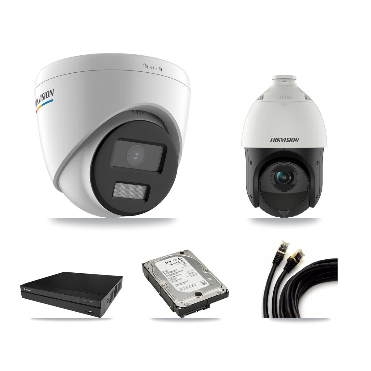 Hikvision & Prolux 8-Channel 2MP – 4MP CCTV Kit — 5 2MP Turret + 1 4MP PTZ Cameras + 5TB Recording