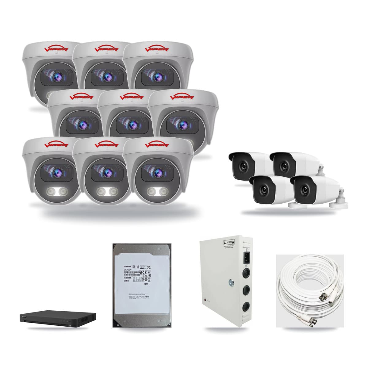 16-Channel 3MP – 5MP CCTV Kit — 4 3MP Bullet + 9 5MP Cameras + 14TB Recording - Image 1