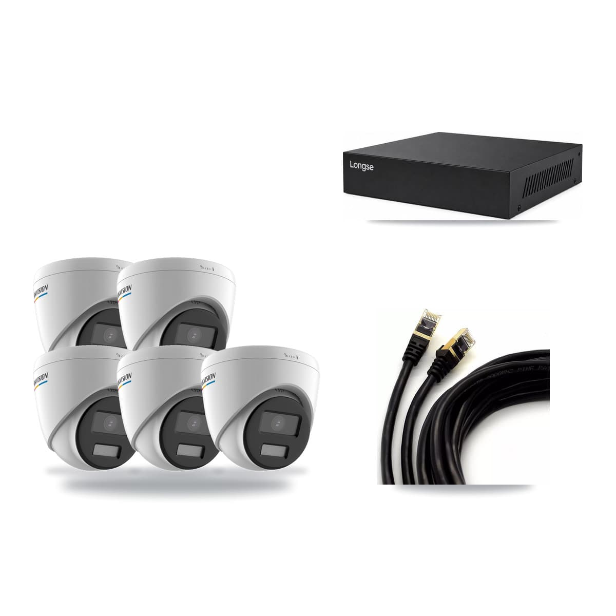 Hikvision & Longse 8-Channel 2MP CCTV Kit — 5 Turret Cameras + 3TB Recording - Image 1