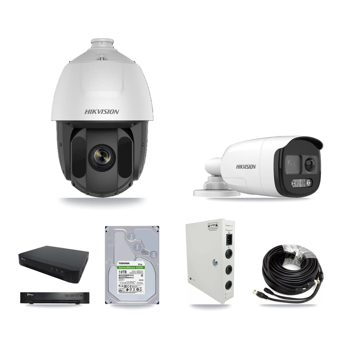 Hikvision & Prolux 16-Channel 2MP – 5MP CCTV Kit — 15 DS-2AE5225TI 2MP PTZ + 1 DS-2CE12KF3T 5MP Bullet Cameras + 10TB Recording - Image 1