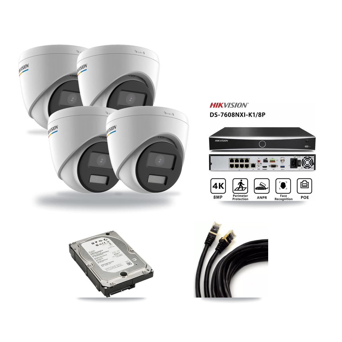 Hikvision 8-Channel 2MP CCTV Kit — 4 Turret Cameras + 5TB Recording - Image 1