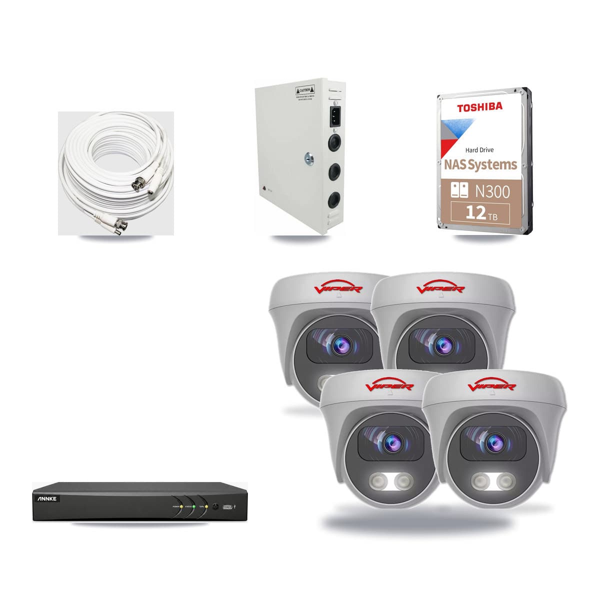 Viper & ANNKE 4-Channel 5MP CCTV Kit — 4 Cameras + 12TB Recording - Image 1