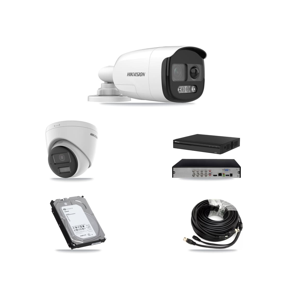 Hikvision & Prolux 8-Channel 5MP – 4K CCTV Kit — 2 5MP Bullet + 2 4K Turret Cameras + 6TB Recording (PXD-5108HS Recorder)