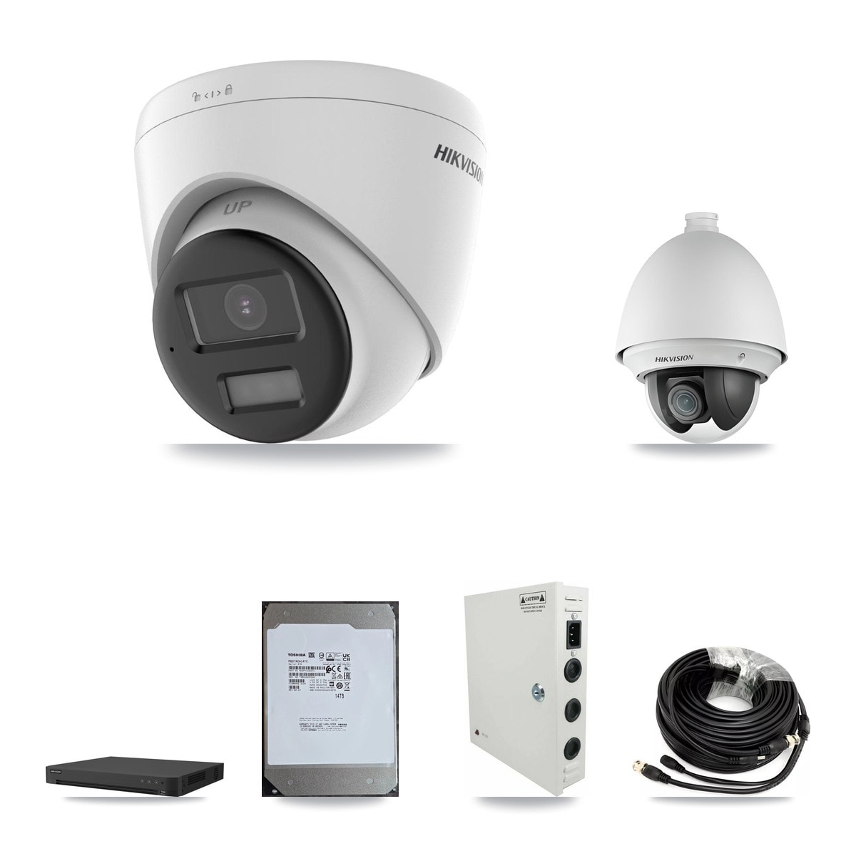Hikvision iDS-7216HUHI-M2/XT 16-Channel DVR CCTV Kit — 1× DS-2AE4225T-A 2MP Ptz + 12× DS-2CE78U0T-LPTS 4K Turret Cameras + 14TB HDD
