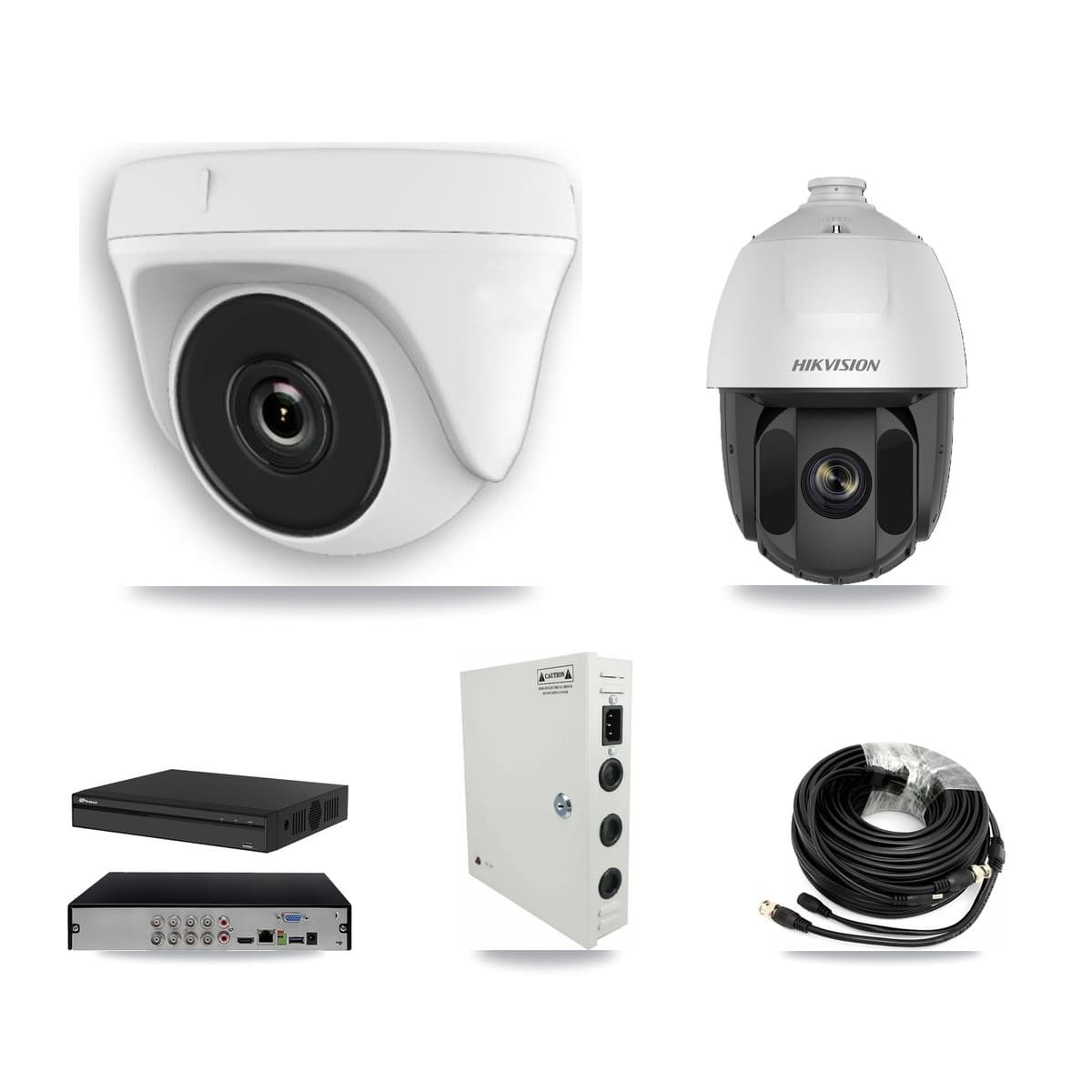 Hikvision & Prolux 8-Channel 2MP CCTV Kit — 1 PTZ + 3 White Dome Cameras + 3TB Recording (PXD-5108HS Recorder)