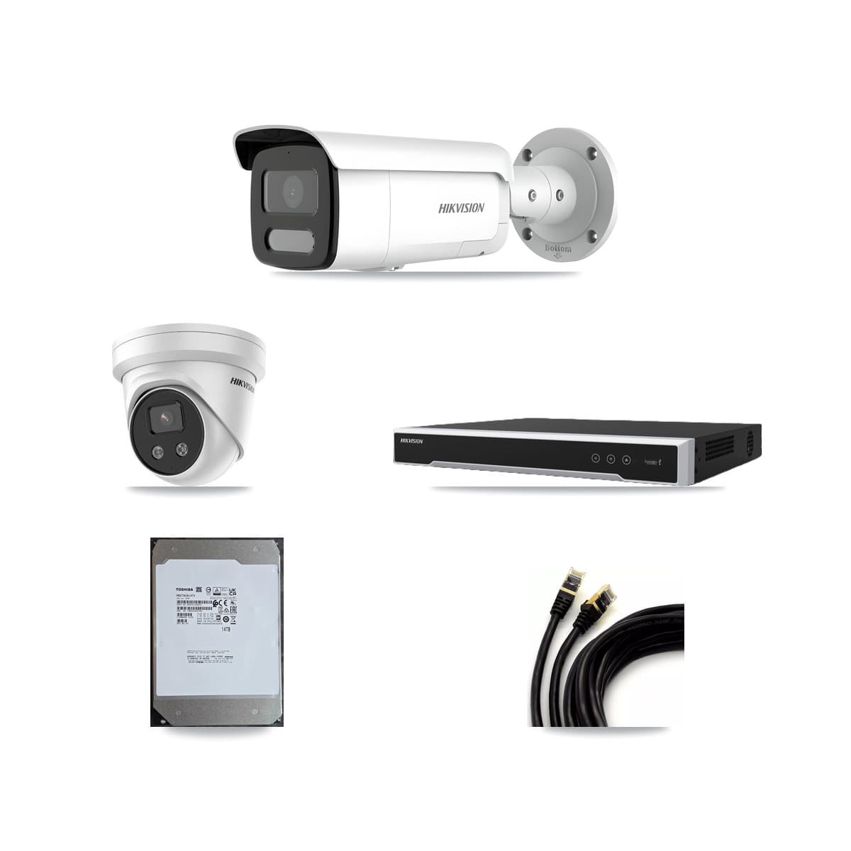 Hikvision 16-Channel 4MP – 5MP CCTV Kit — 7 4MP Bullet + 7 5MP Turret Cameras + 14TB Recording